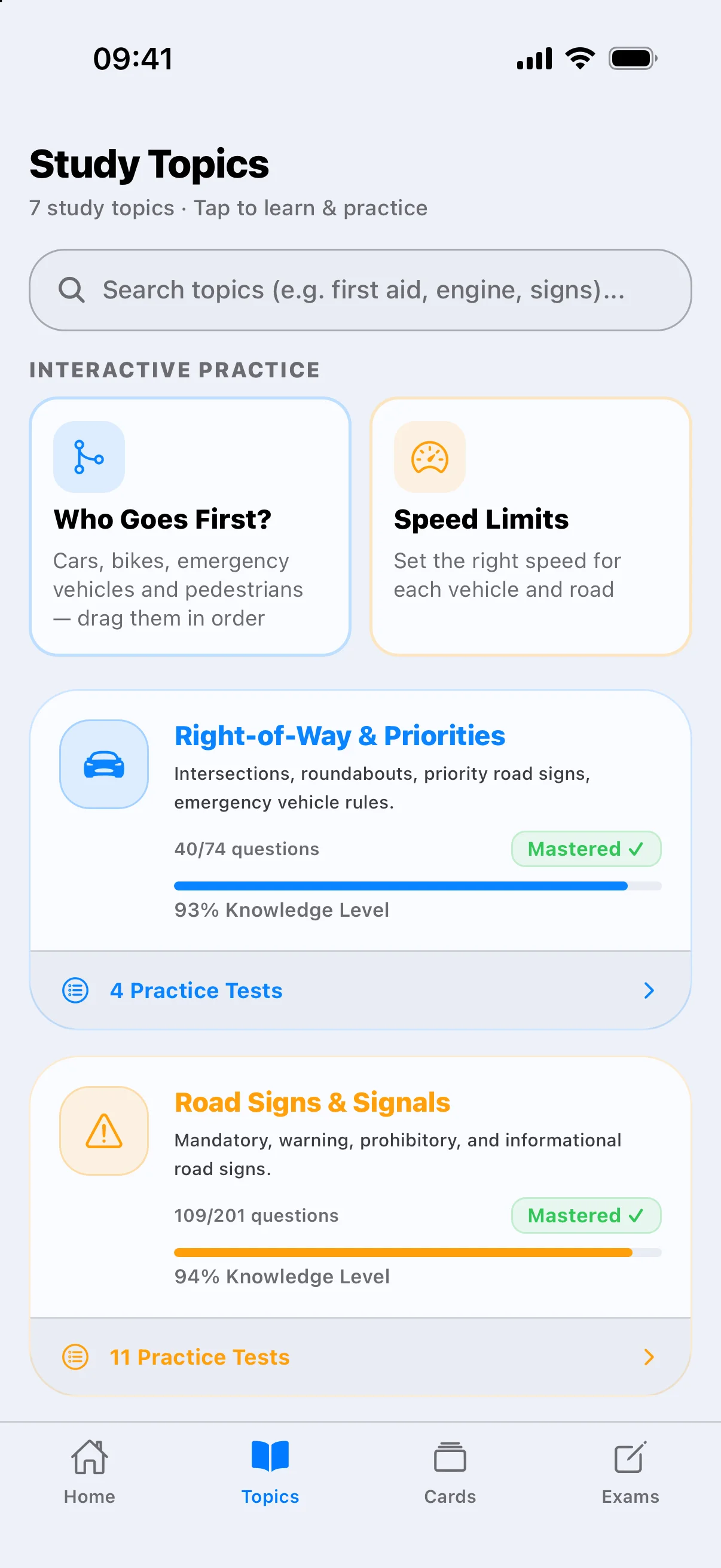 Topics Screen